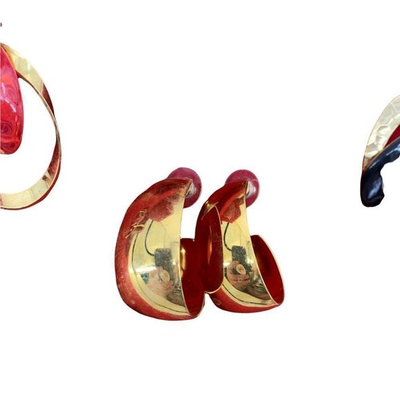 Lot of 5 Estate Bold Statement Earrings 1.5-3" Fashion Lightweight Necklace - Picture 3 of 10